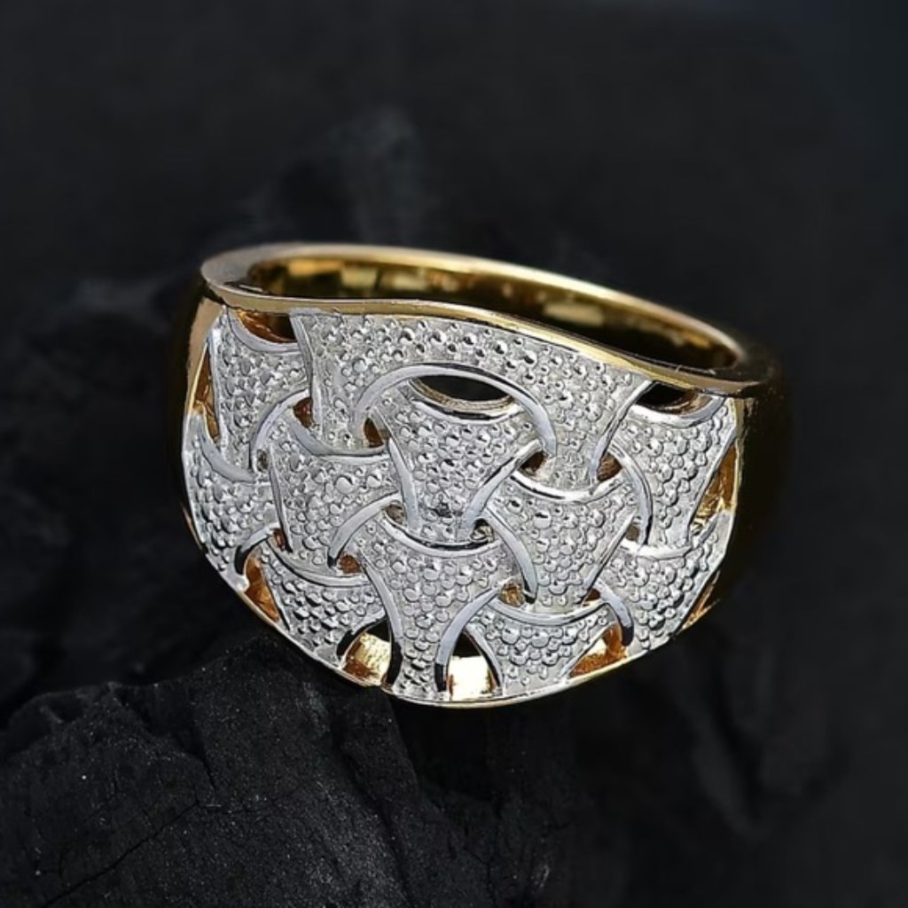 Karis Diamond Accent Fancy Ring In 18k Yg Plated And Platinum Bond Size 8